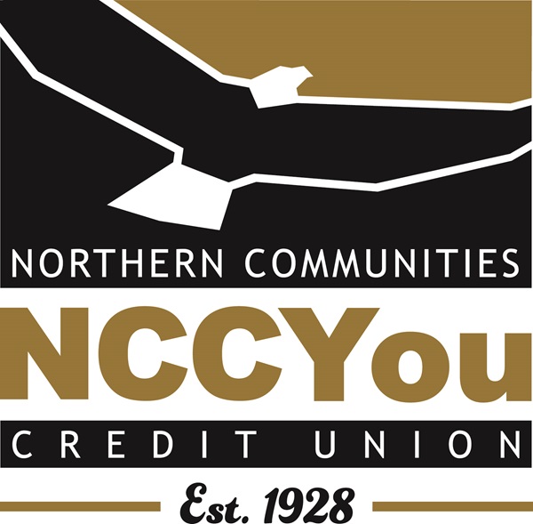 NCCYou logo.  At top is a drawing of an eagle.  Below that is the text, "NORTHERN COMMUNITIES," then "NCCYou," then "CREDIT UNION," then "Est. 1928."